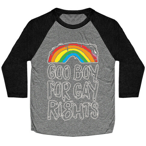 Goo Boy For Gay Rights Venom Parody White Print Baseball Tee