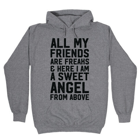 All My Friends are Freaks and Here I am a Sweet Angel From Above Hooded Sweatshirt