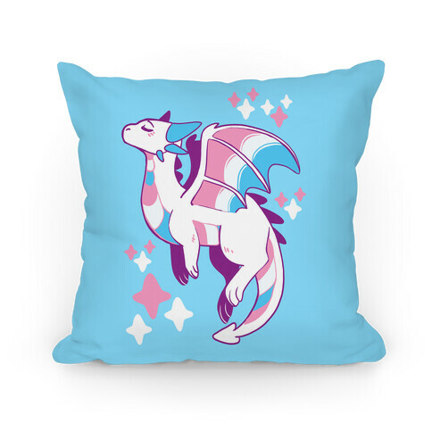 Trans Pride Dragon Pillow