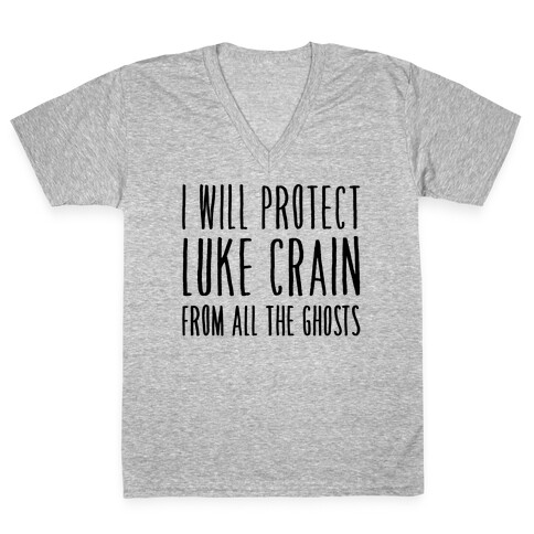 I Will Protect Luke Crain Parody White Print V-Neck Tee Shirt