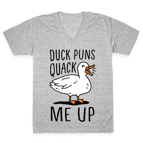 Duck Puns Quack Me Up V-Neck Tee Shirt