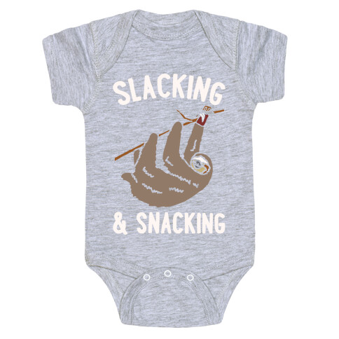 Slacking and Snacking Sloth White Print Baby One-Piece