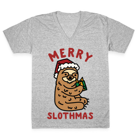 Merry Slothmas V-Neck Tee Shirt