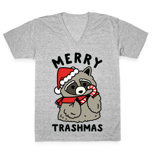 Merry Trashmas Raccoon V-Neck Tee Shirt