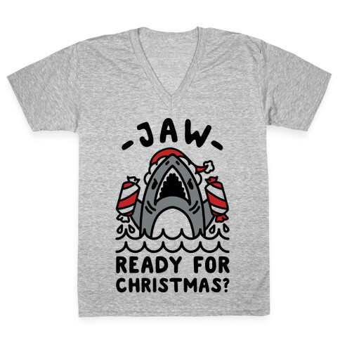 Jaw Ready For Christmas? Santa Shark V-Neck Tee Shirt