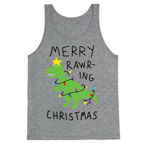 Merry Rawring Christmas Dinosaur Tank Top