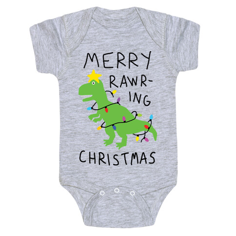 Merry Rawring Christmas Dinosaur Baby One-Piece
