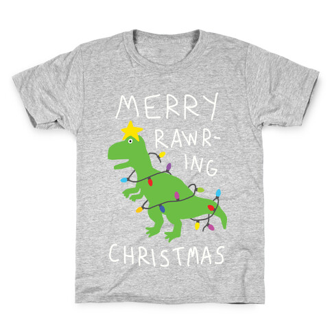 Merry Rawring Christmas Dinosaur Kids T-Shirt