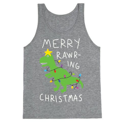 Merry Rawring Christmas Dinosaur Tank Top
