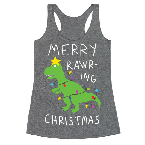 Merry Rawring Christmas Dinosaur Racerback Tank Top