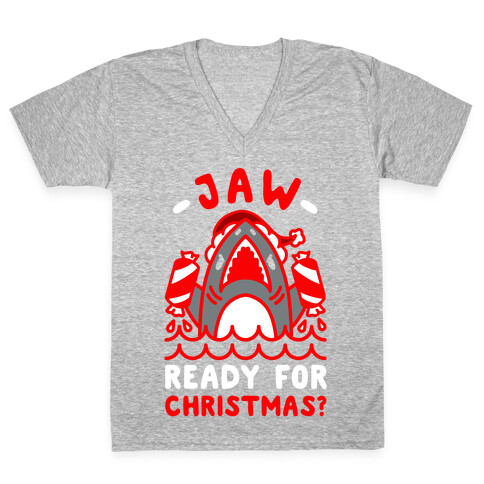 Jaw Ready For Christmas? Santa Shark V-Neck Tee Shirt