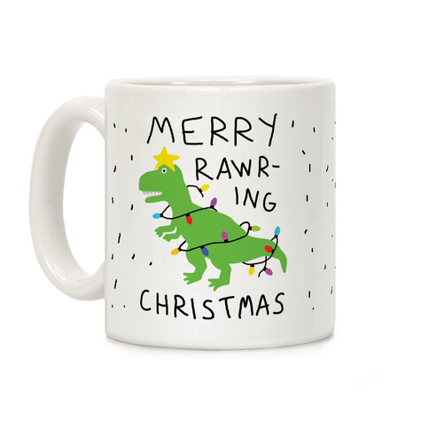 Merry Rawring Christmas Dinosaur Coffee Mug