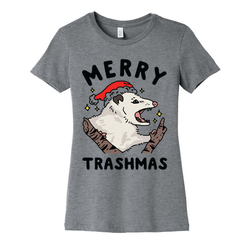 Merry Trashmas Opossum Womens T-Shirt