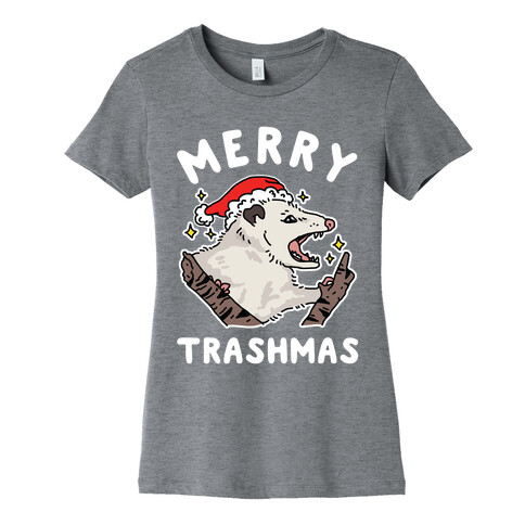 Merry Trashmas Opossum Womens T-Shirt