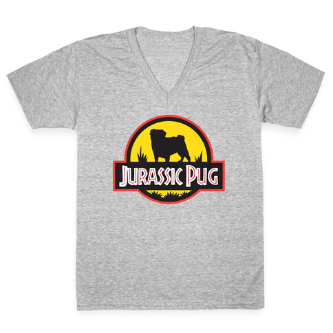 Jurassic Pug V-Neck Tee Shirt