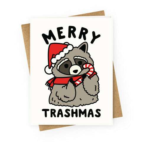 Merry Trashmas Raccoon Greeting Card