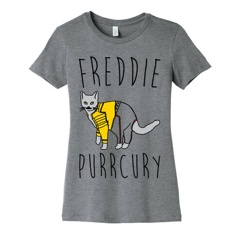 Freddie Purrcury Cat Parody Womens T-Shirt