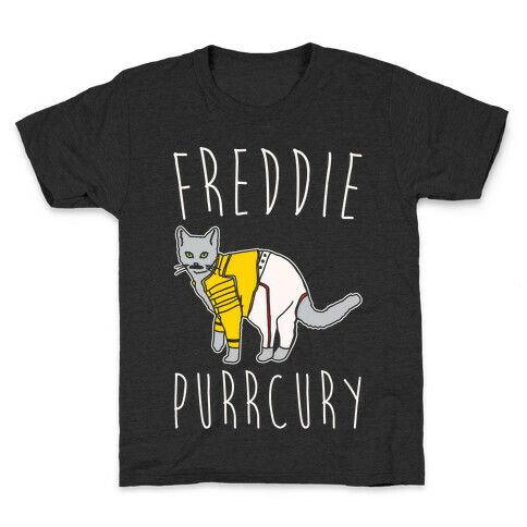 Freddie Purrcury Cat Parody White Print Kids T-Shirt