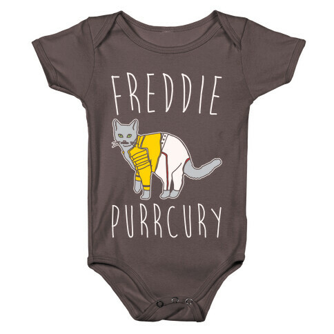 Freddie Purrcury Cat Parody White Print Baby One-Piece