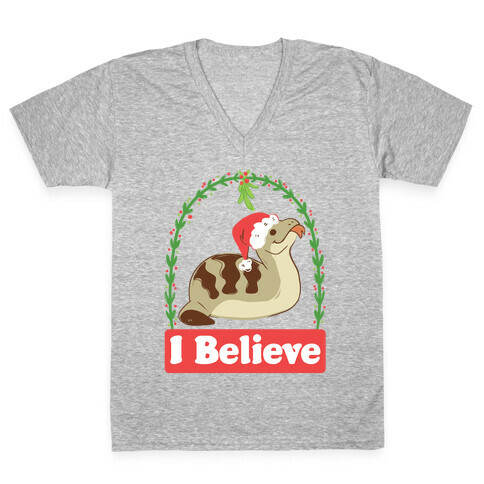 I Believe in the Christmas Tsuchinoko V-Neck Tee Shirt