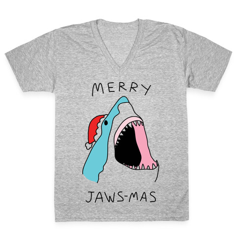 Merry Jaws-mas Christmas V-Neck Tee Shirt