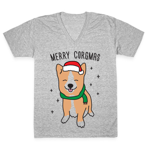 Merry Corgmas V-Neck Tee Shirt