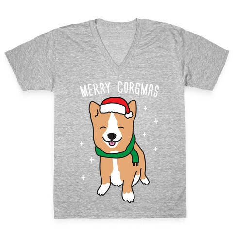 Merry Corgmas V-Neck Tee Shirt