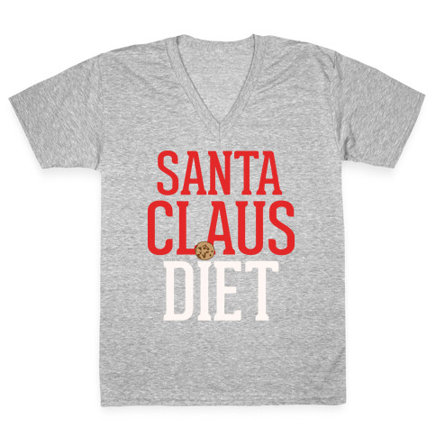 Santa Claus Diet Parody White Print V-Neck Tee Shirt