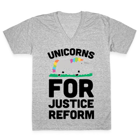 Unicorns For Justice Reform V-Neck Tee Shirt