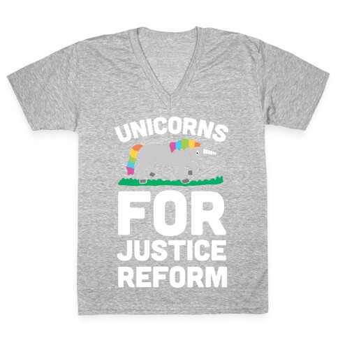 Unicorns For Justice Reform V-Neck Tee Shirt