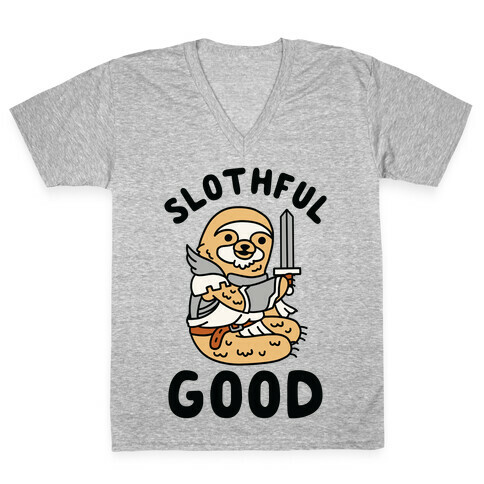 Slothful Good Sloth Paladin V-Neck Tee Shirt