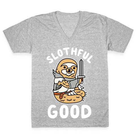 Slothful Good Sloth Paladin V-Neck Tee Shirt