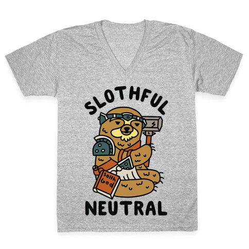 Slothful Neutral Sloth Cleric V-Neck Tee Shirt