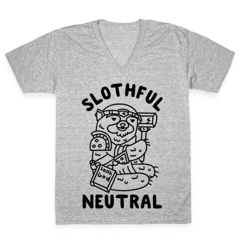 Slothful Neutral Sloth Cleric V-Neck Tee Shirt
