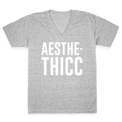 Aesthethicc Parody White Print V-Neck Tee Shirt