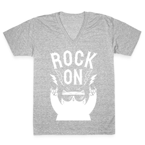 Rock On Cat V-Neck Tee Shirt