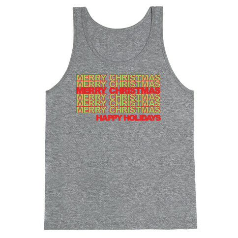 Merry Christmas Thank You Bag Parody White Print Tank Top