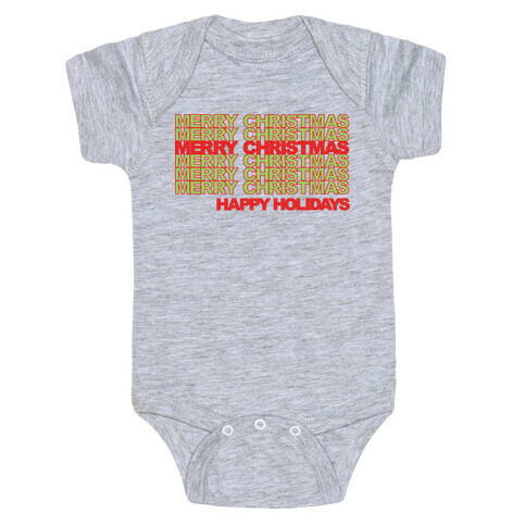 Merry Christmas Thank You Bag Parody White Print Baby One-Piece