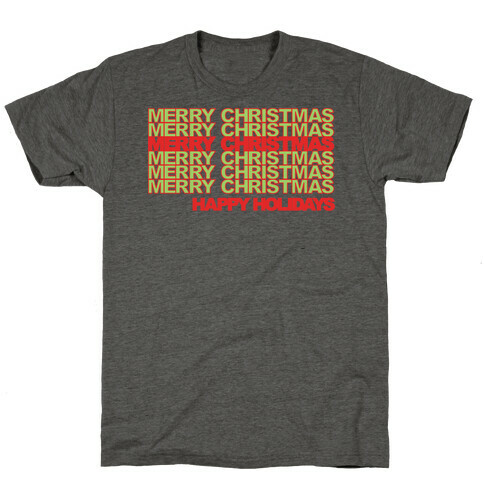 Merry Christmas Thank You Bag Parody White Print T-Shirt