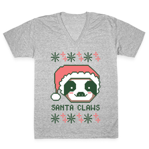 Santa Claws - Sloth V-Neck Tee Shirt