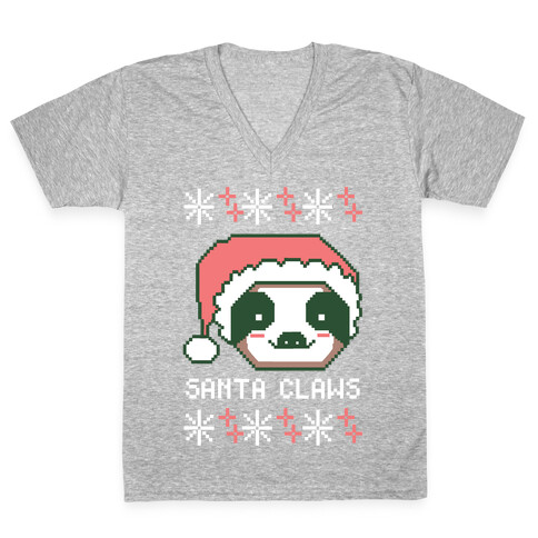 Santa Claws - Sloth V-Neck Tee Shirt