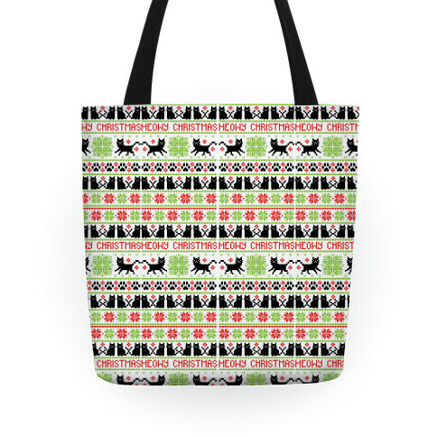 Meowy Christmas Cat Sweater Pattern Tote
