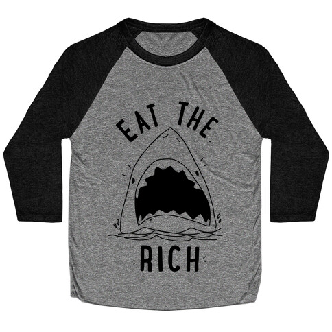 Eat the Rich Shark Baseball Tee