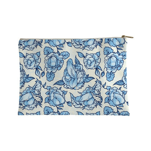 Floral Penis Pattern Blue Accessory Bag