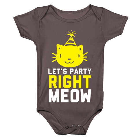 Let's Party Right Meow (White Ink) Baby One-Piece