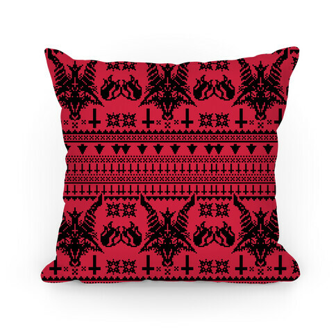 Baphomet Ugly Christmas Sweater  Pillow