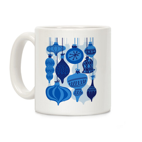 Blue Holiday Ornament Pattern Coffee Mug