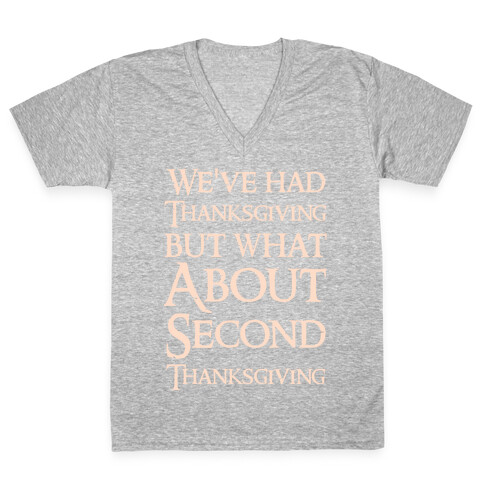 We've Had Thanksgiving But What About Second Thanksgiving  V-Neck Tee Shirt