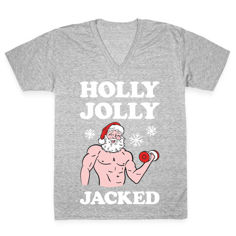 Holly Jolly Jacked Santa V-Neck Tee Shirt
