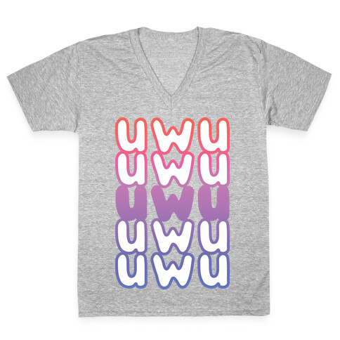 UWU Anime Emoticon Face V-Neck Tee Shirt